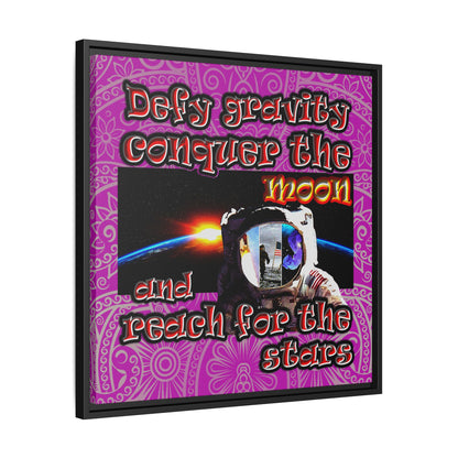 defy conquer reach - framed canvas art (pink swirl)