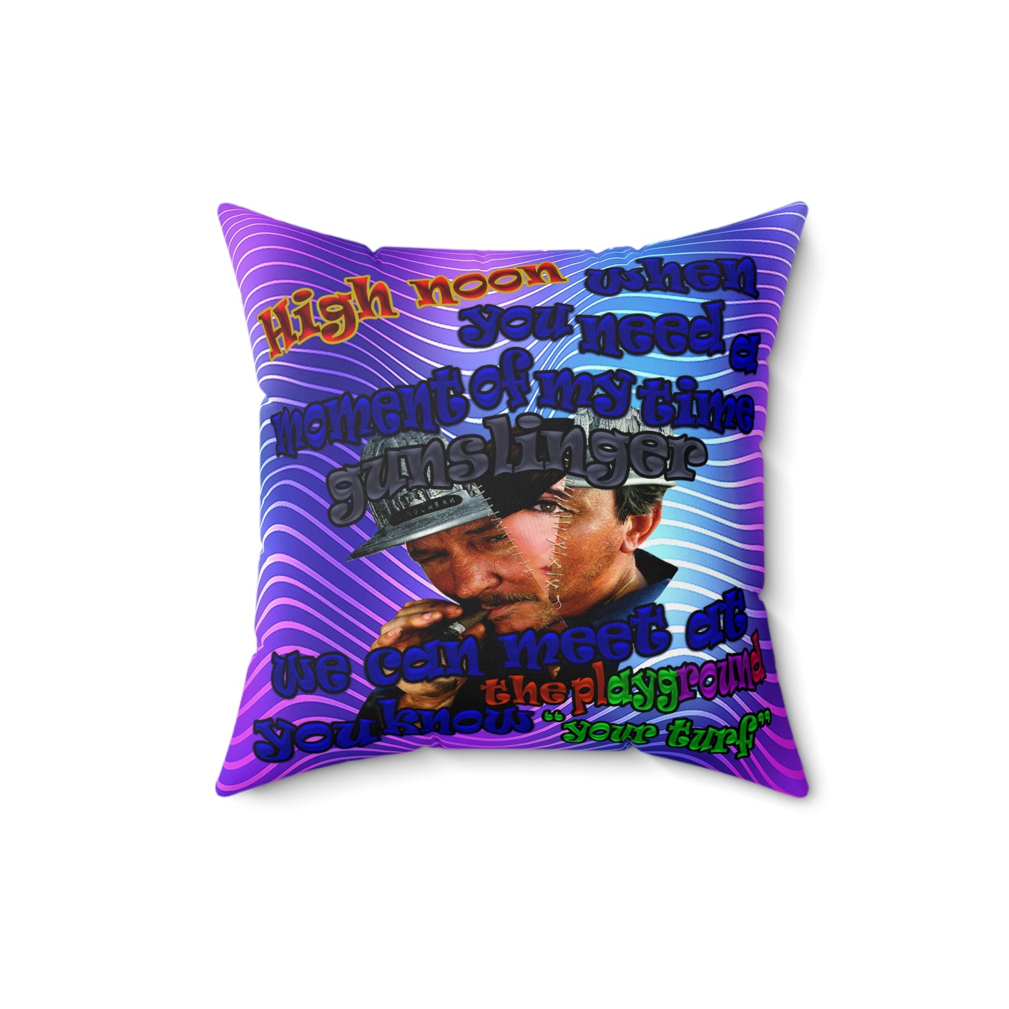 high noon - Spun Polyester Square Pillow - (purple wave)