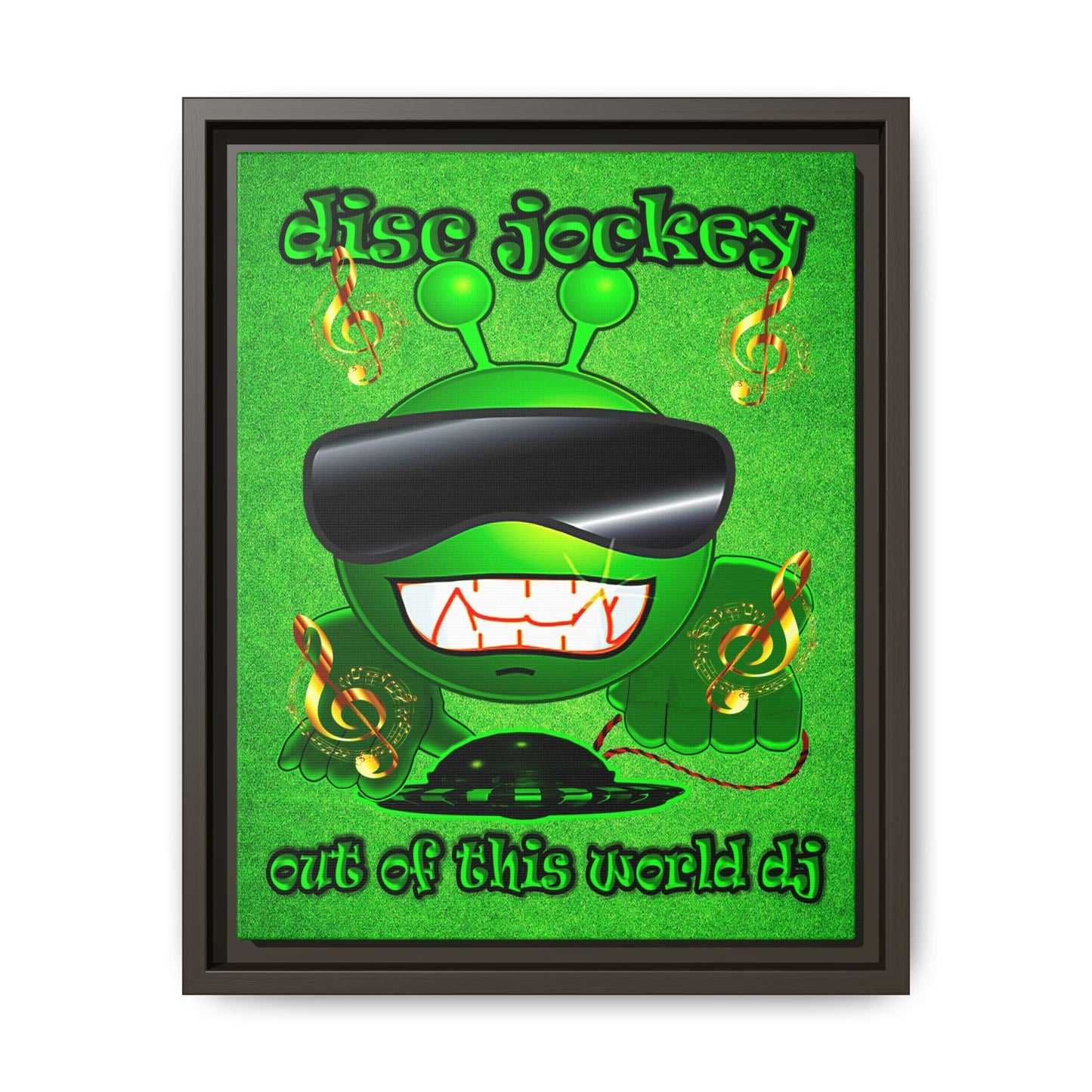 disc jockey - framed canvas art (green turf)