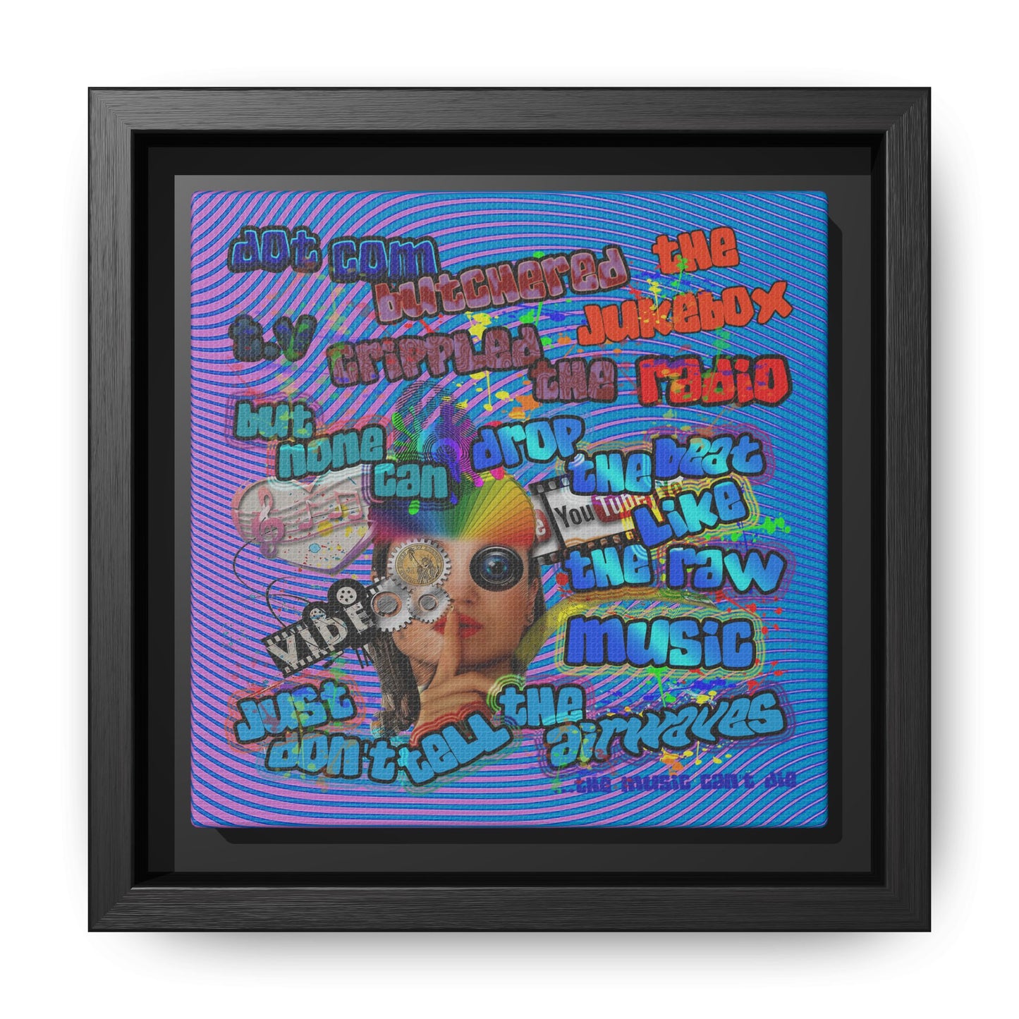 drop the beat - framed canvas art (light blue-purple wave)