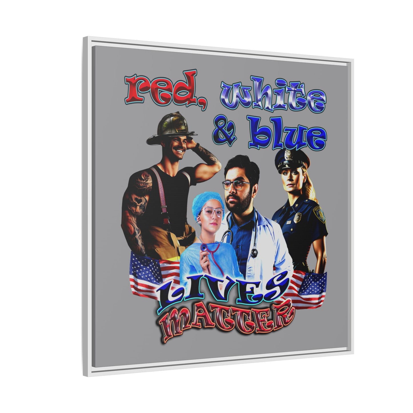 rw&b lives matter - framed canvas art (grey)
