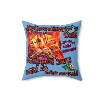 schrodinger's cat - Faux Suede Square Pillow - (light blue)