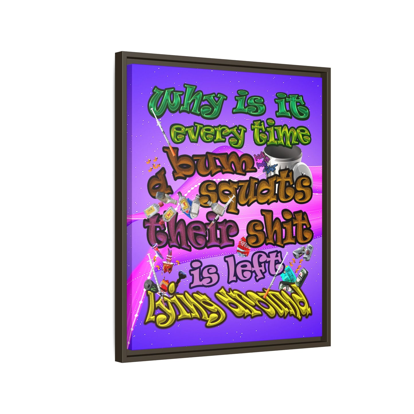 the bum's shit - framed canvas art (purple-pink wave)