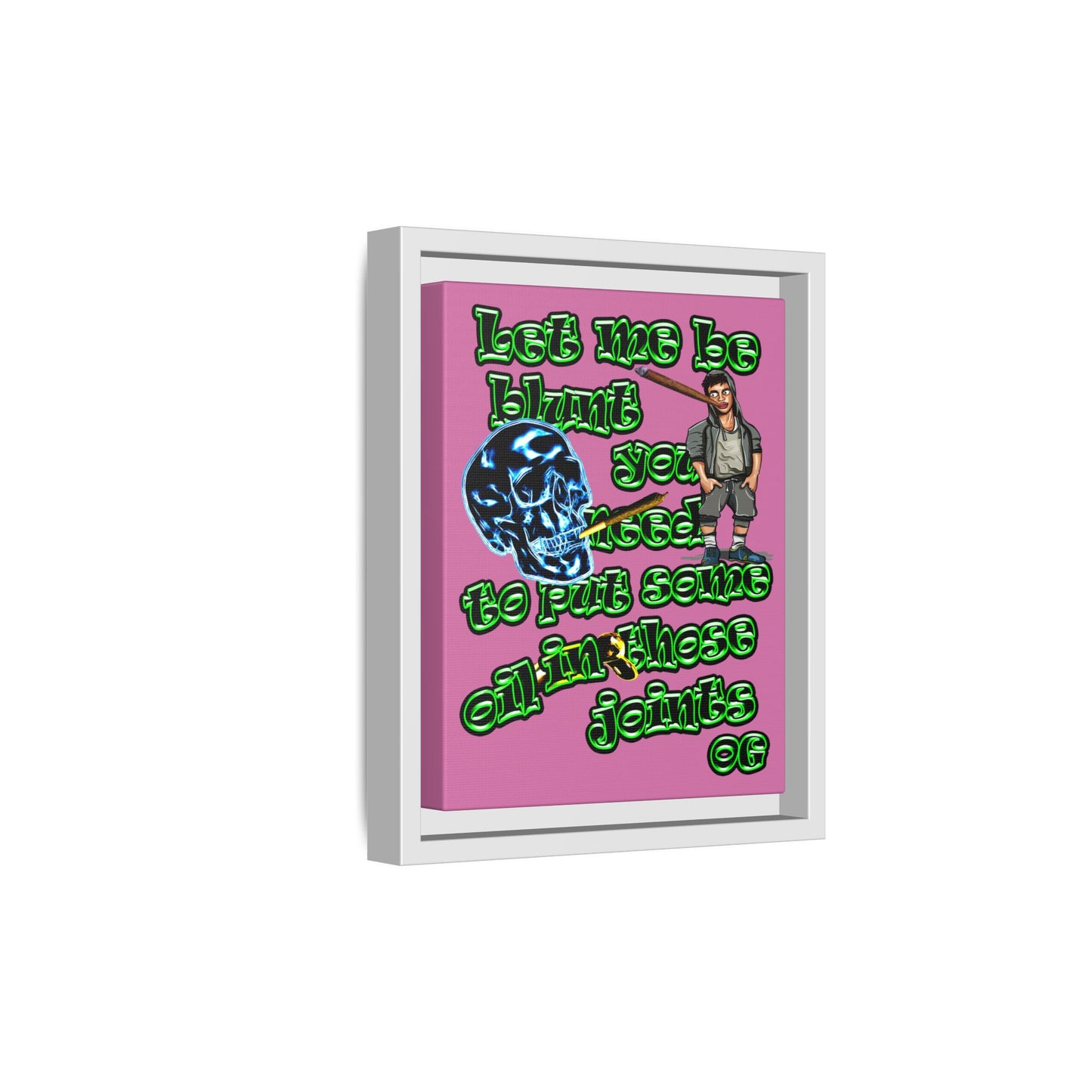 og - framed canvas art (light pink)
