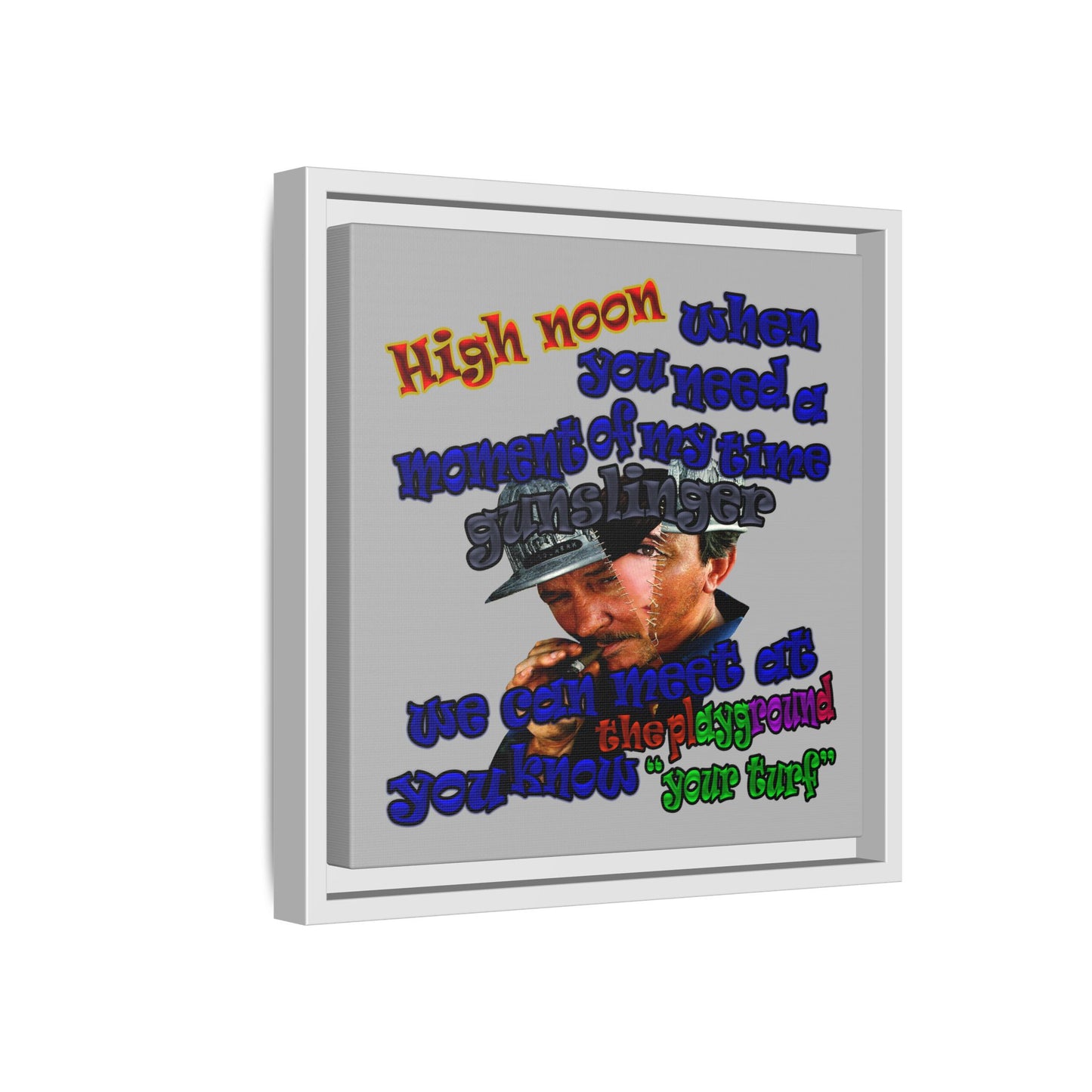 high noon - framed canvas art (light grey)