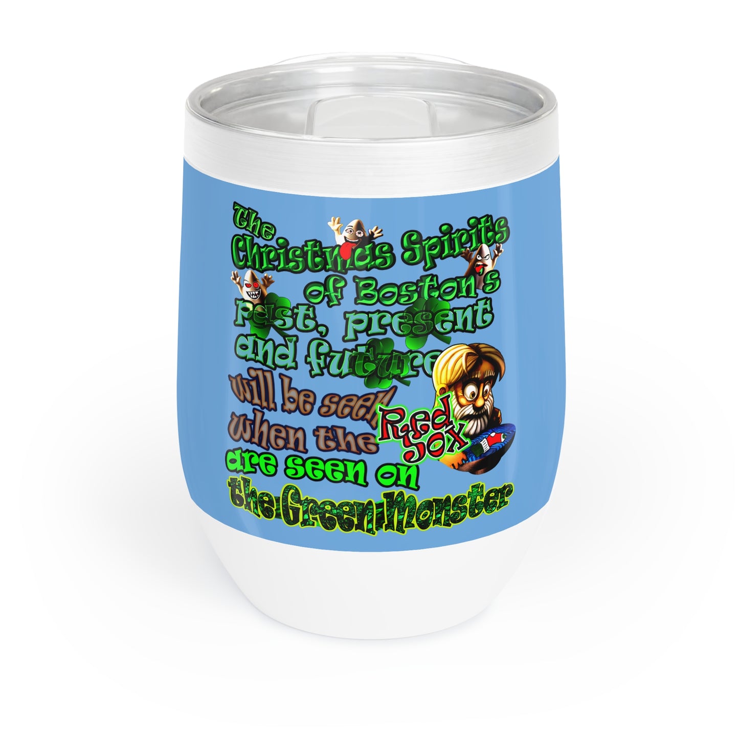 christmas spirits of boston - Chill Wine Tumbler (light blue)