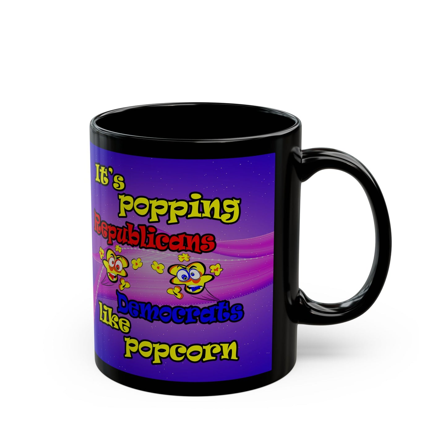 popping like popcorn - Black Mug (purple-pink wave)