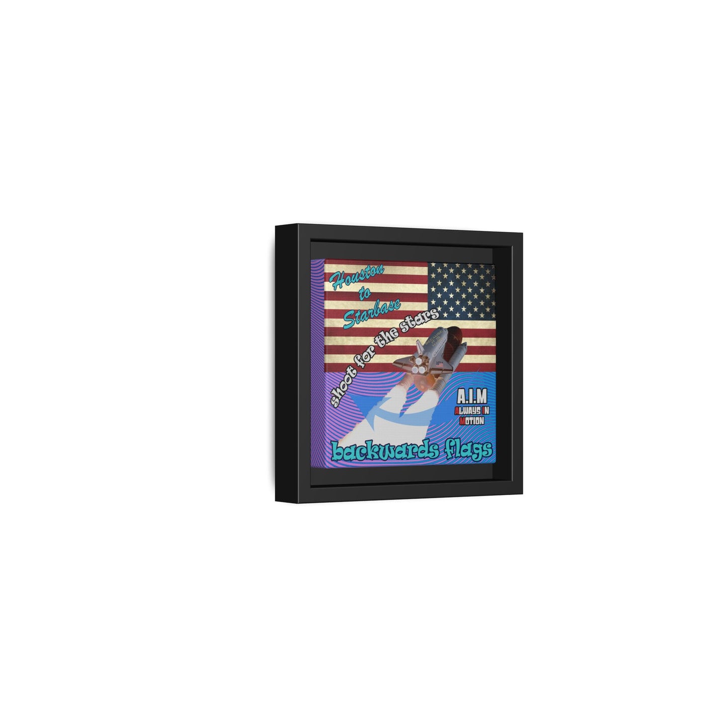 shoot for the stars - framed canvas art (light blue-purple wave)