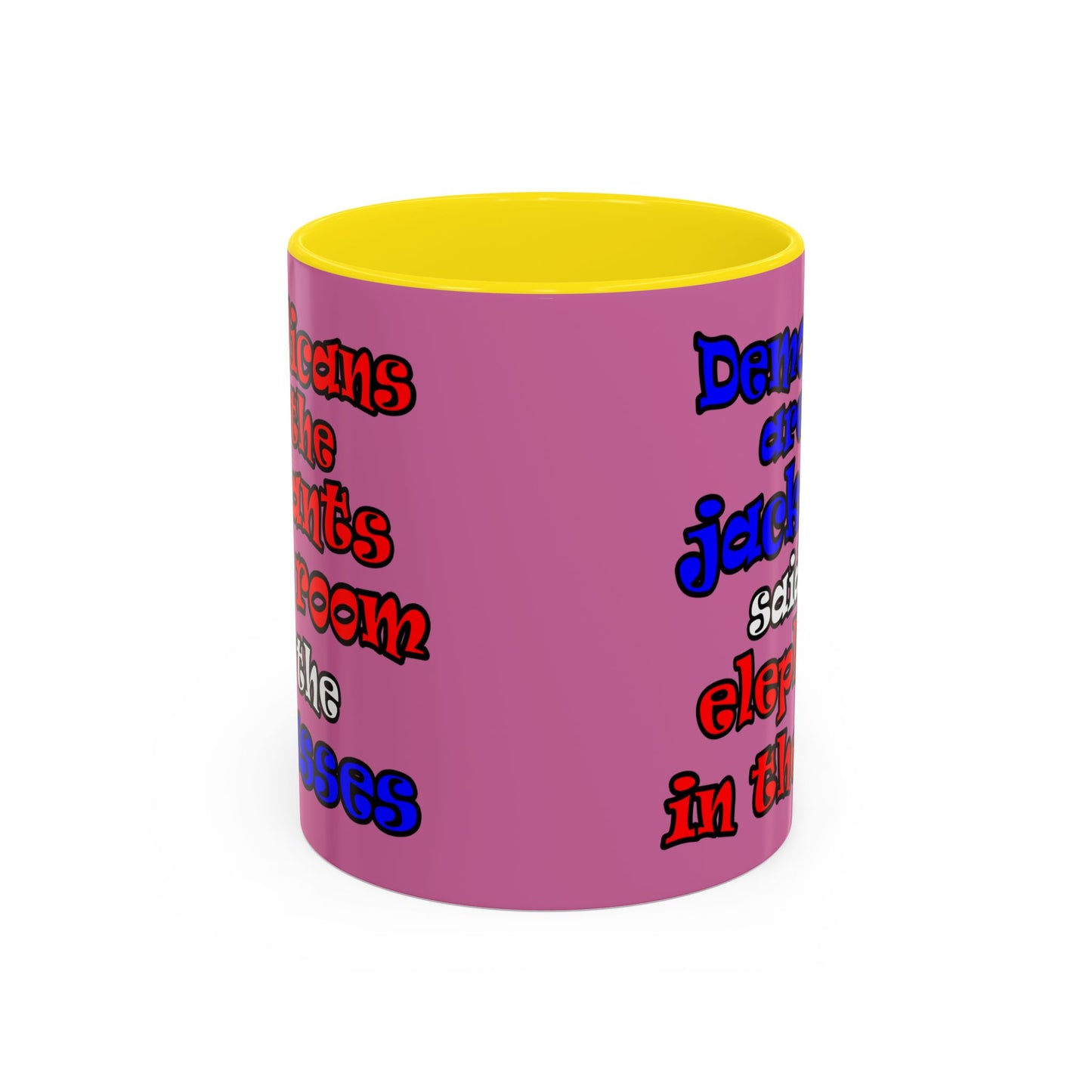 donkeys and elephants - Accent Mug (light pink)