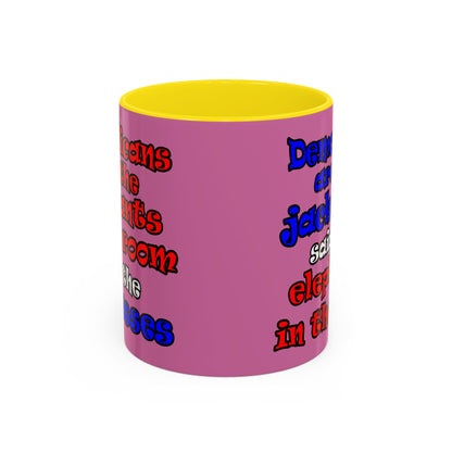 donkeys and elephants - Accent Mug (light pink)
