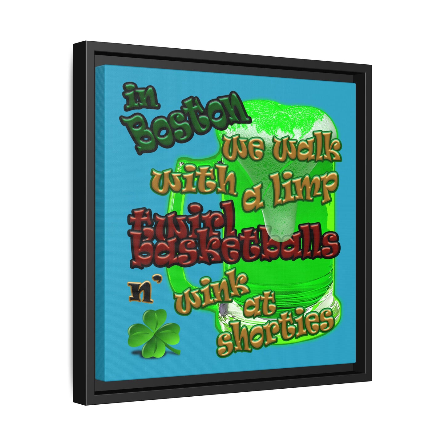 celtics logo - framed canvas art (turquoise)
