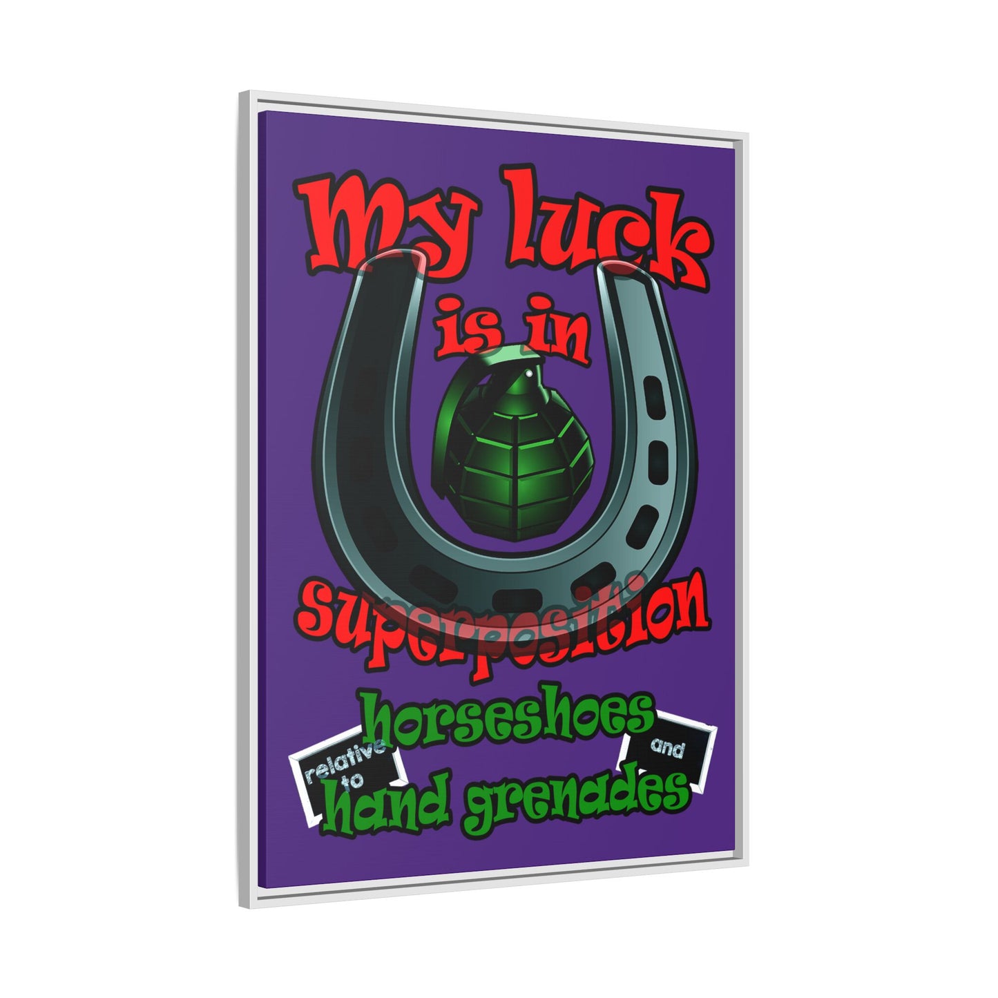my luck - framed canvas art (purple)