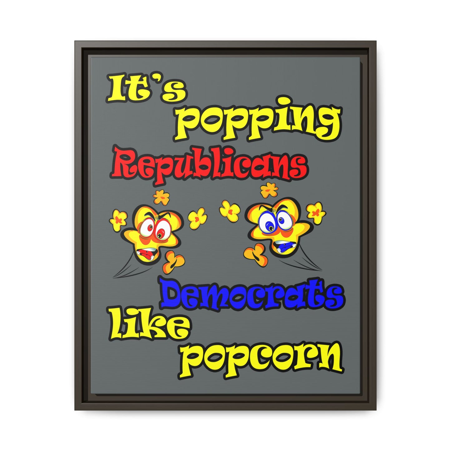 popping like popcorn - framed canvas art (dark grey)