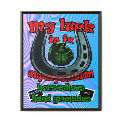 my luck - framed canvas art (light blue-purple wave)