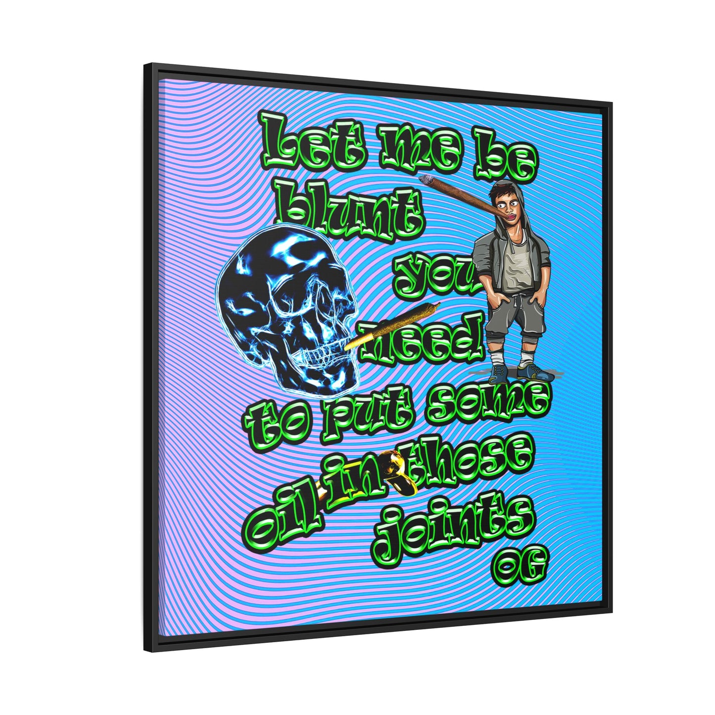 og - framed canvas art (light blue-purple wave)