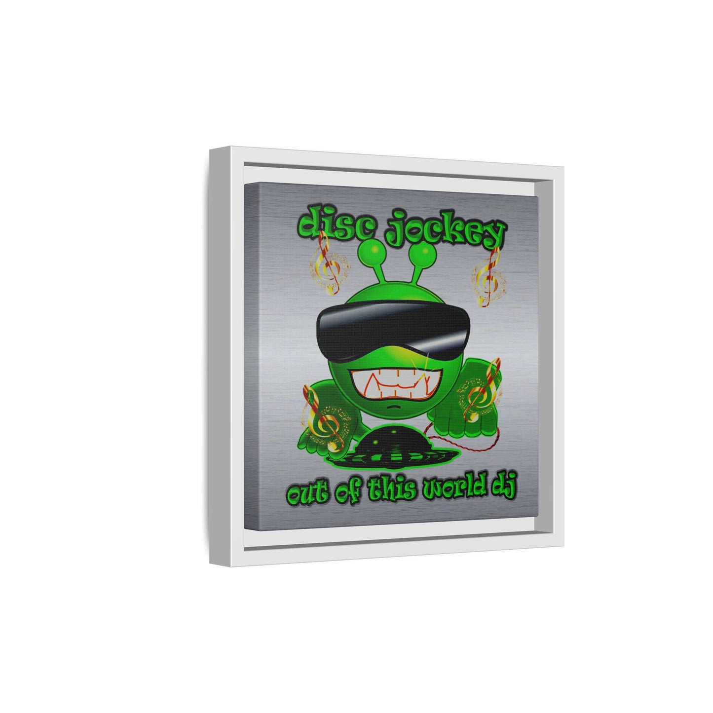 disc jockey - framed canvas art (brushed nickel)