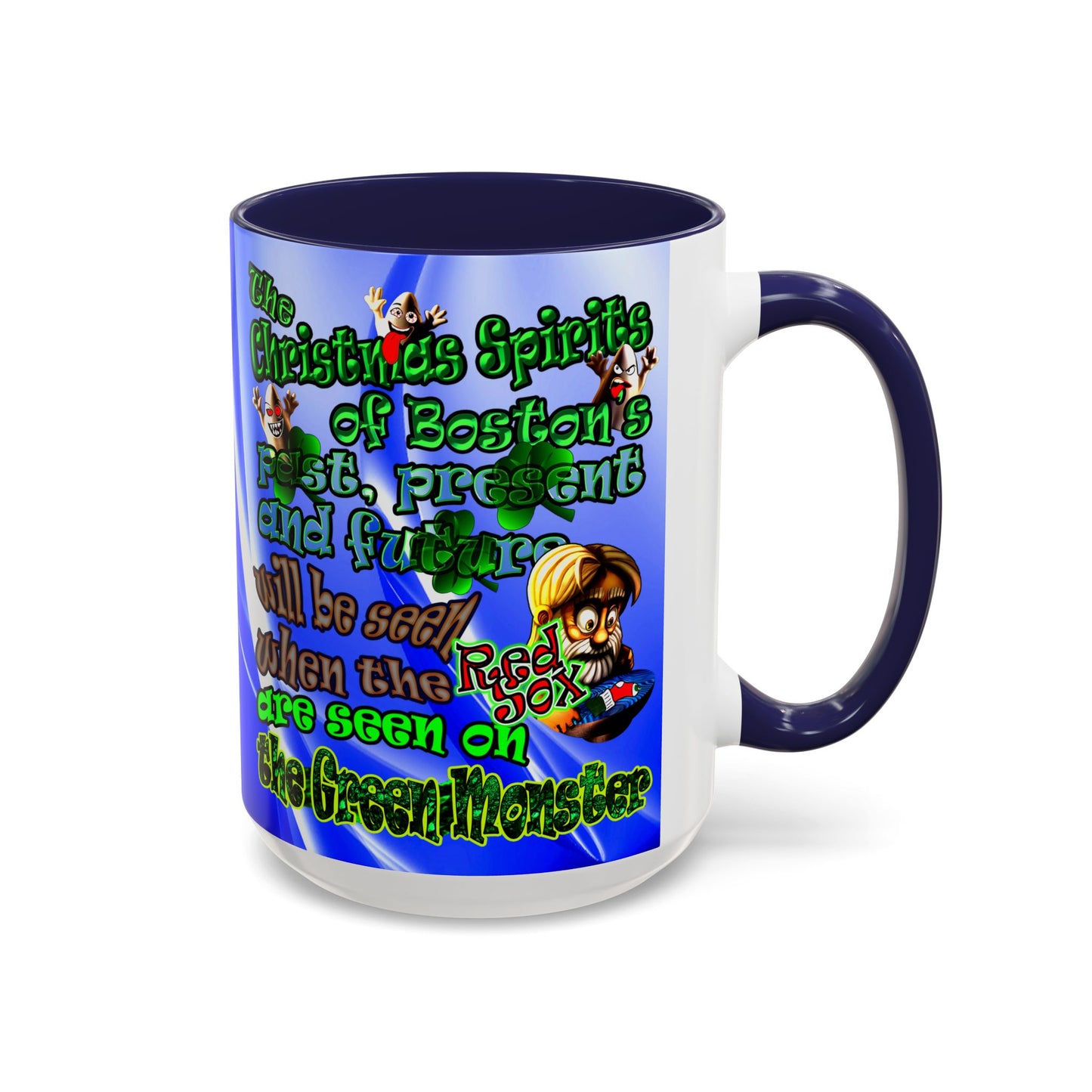 christmas spirits of boston - Accent Mug (blue-white wave)