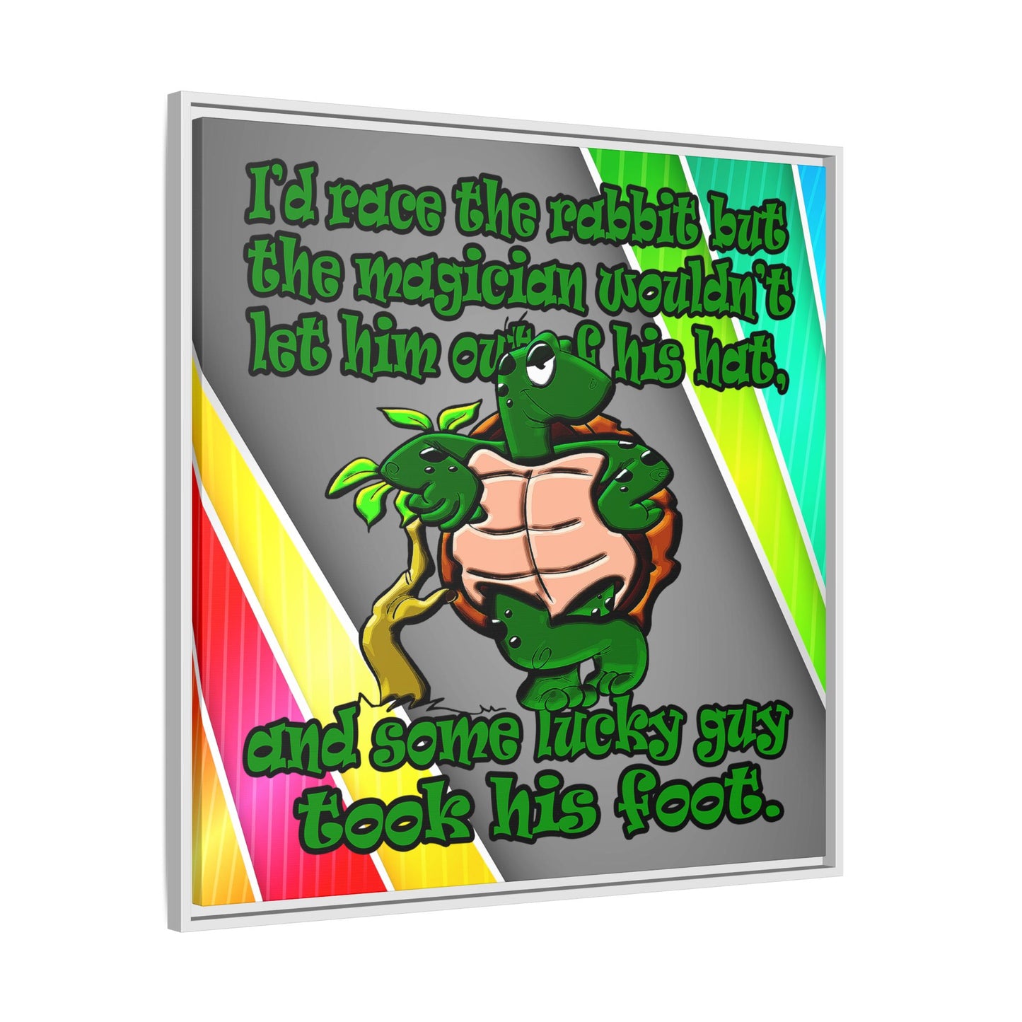 turtle race - framed canvas art (rainbow split)