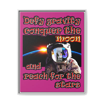 defy conquer reach - framed canvas art (pink)