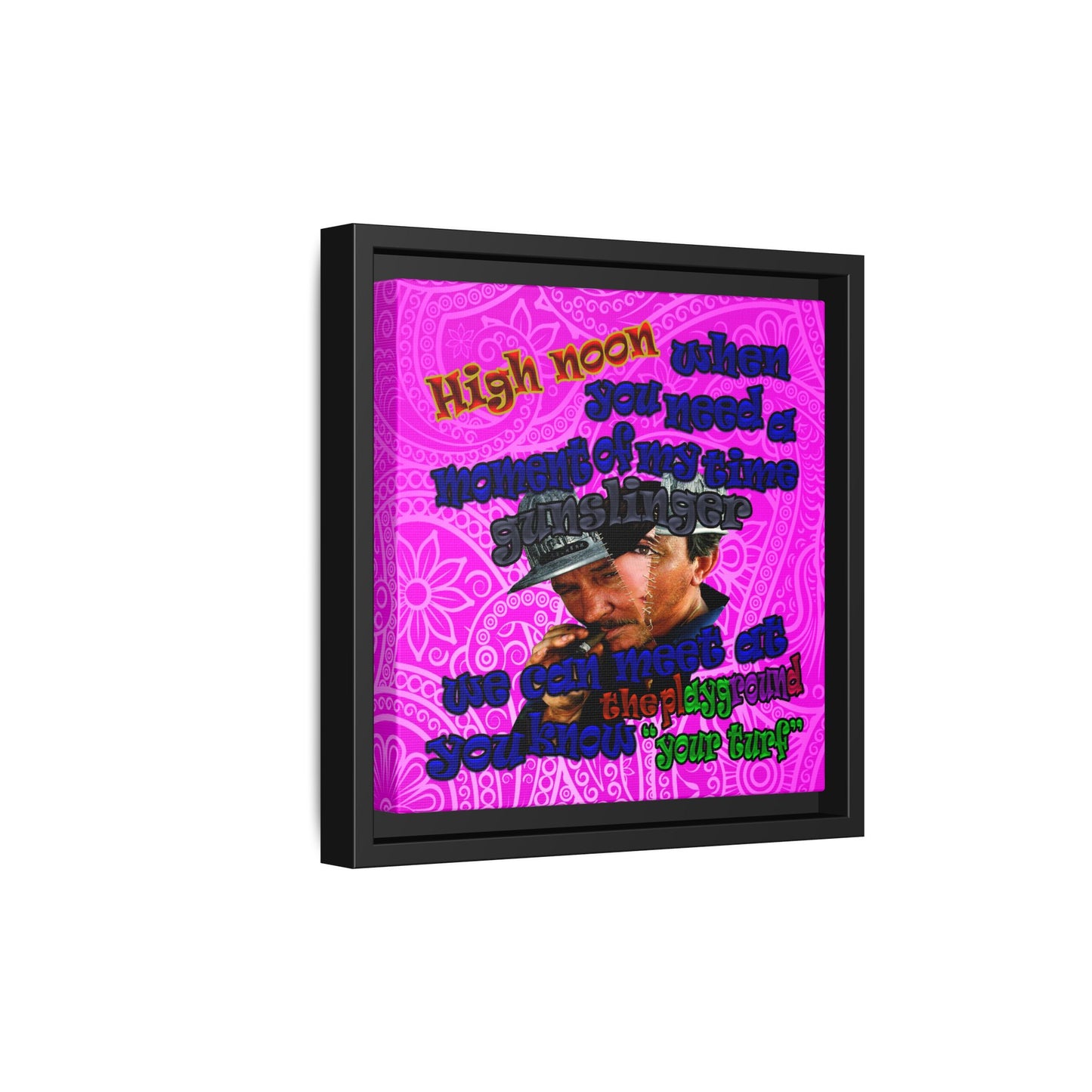 high noon - framed canvas art (pink swirl)
