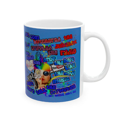 drop the beat - White Mug (light blue-purple wave)