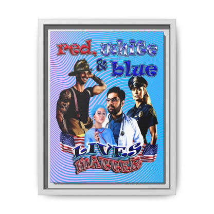 rw&b lives matter - framed canvas art (light blue-purple wave)