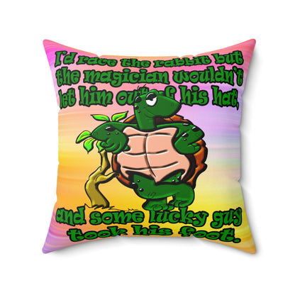 turtle race - Spun Polyester Square Pillow - (color blur)