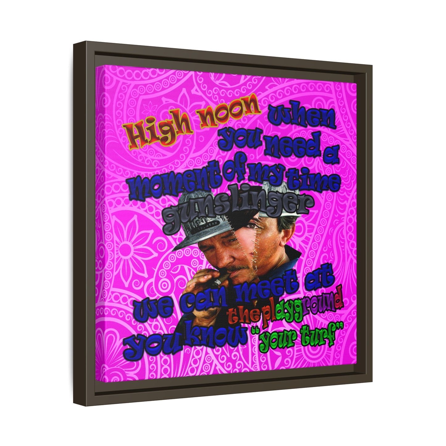 high noon - framed canvas art (pink swirl)