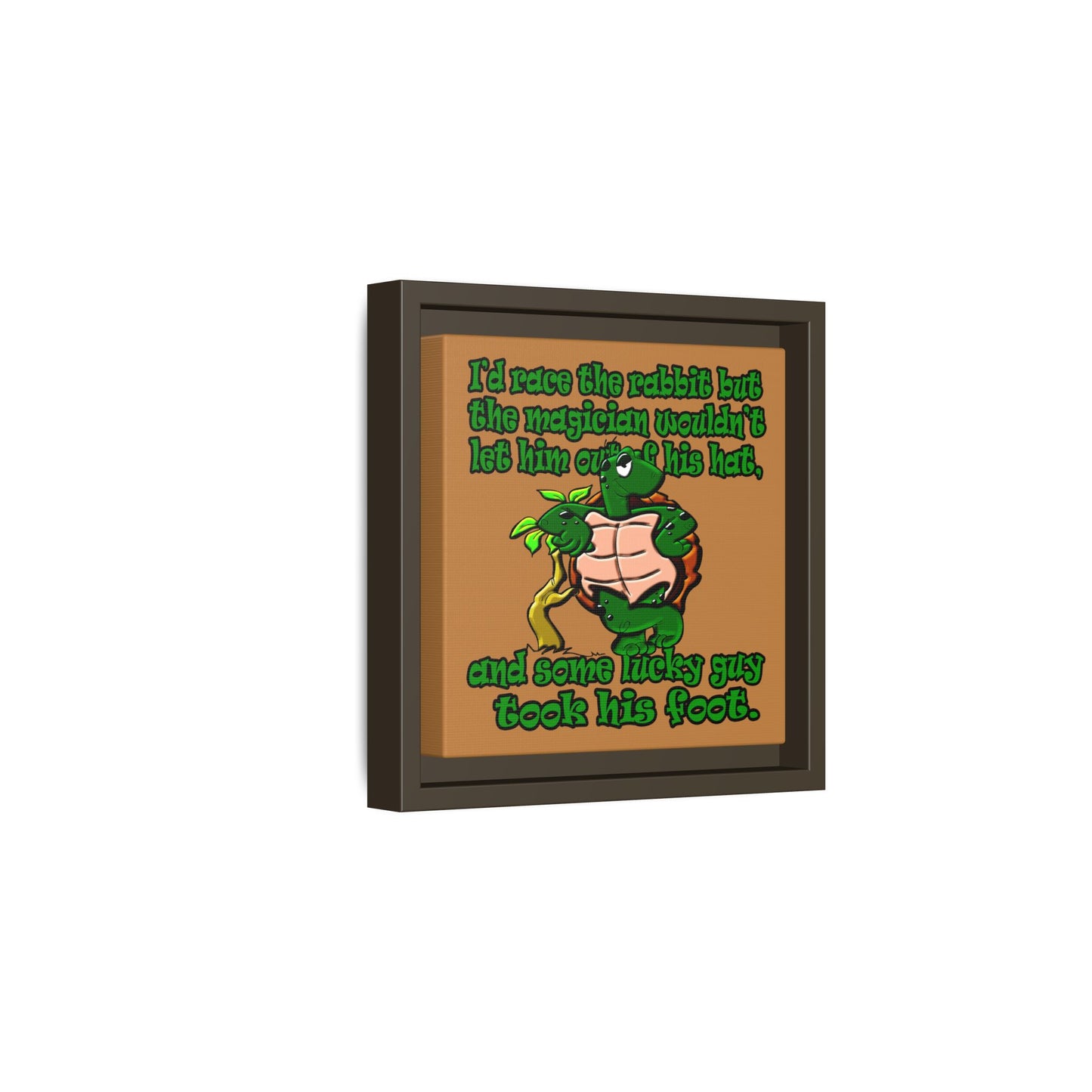 turtle race - framed canvas art (light brown)