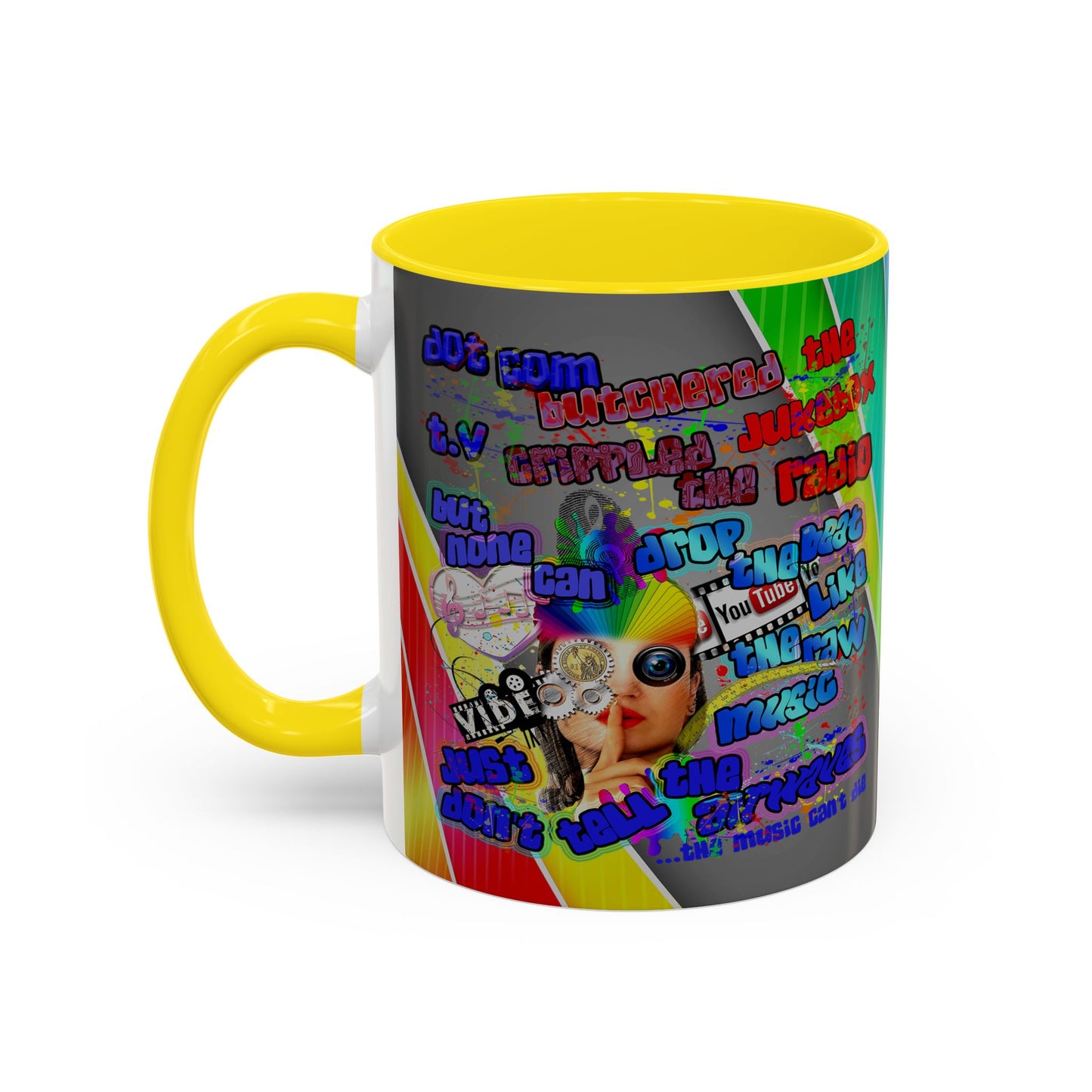 drop the beat - Accent Mug (rainbow split)