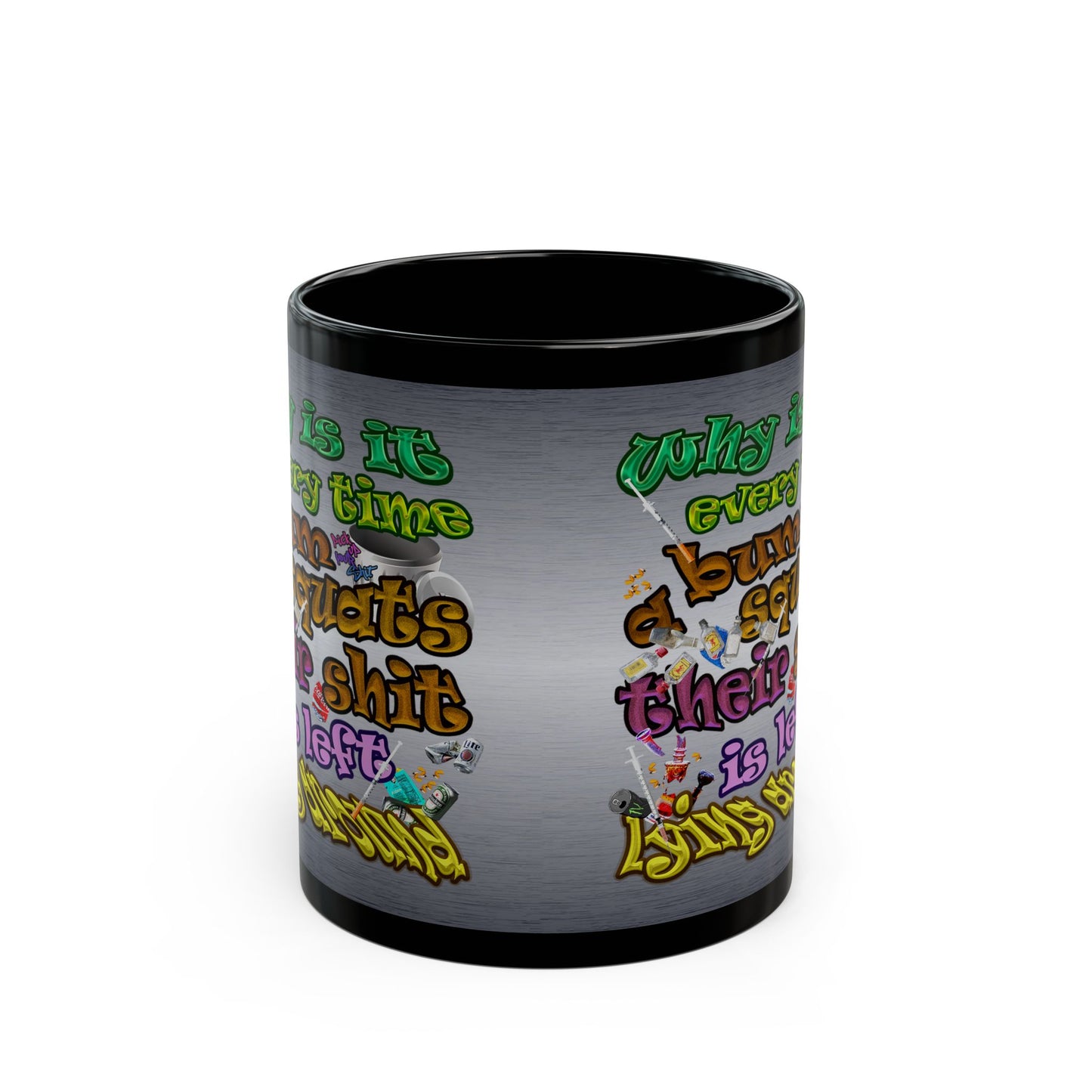 the bum's shit - Black Mug (brushed nickel)
