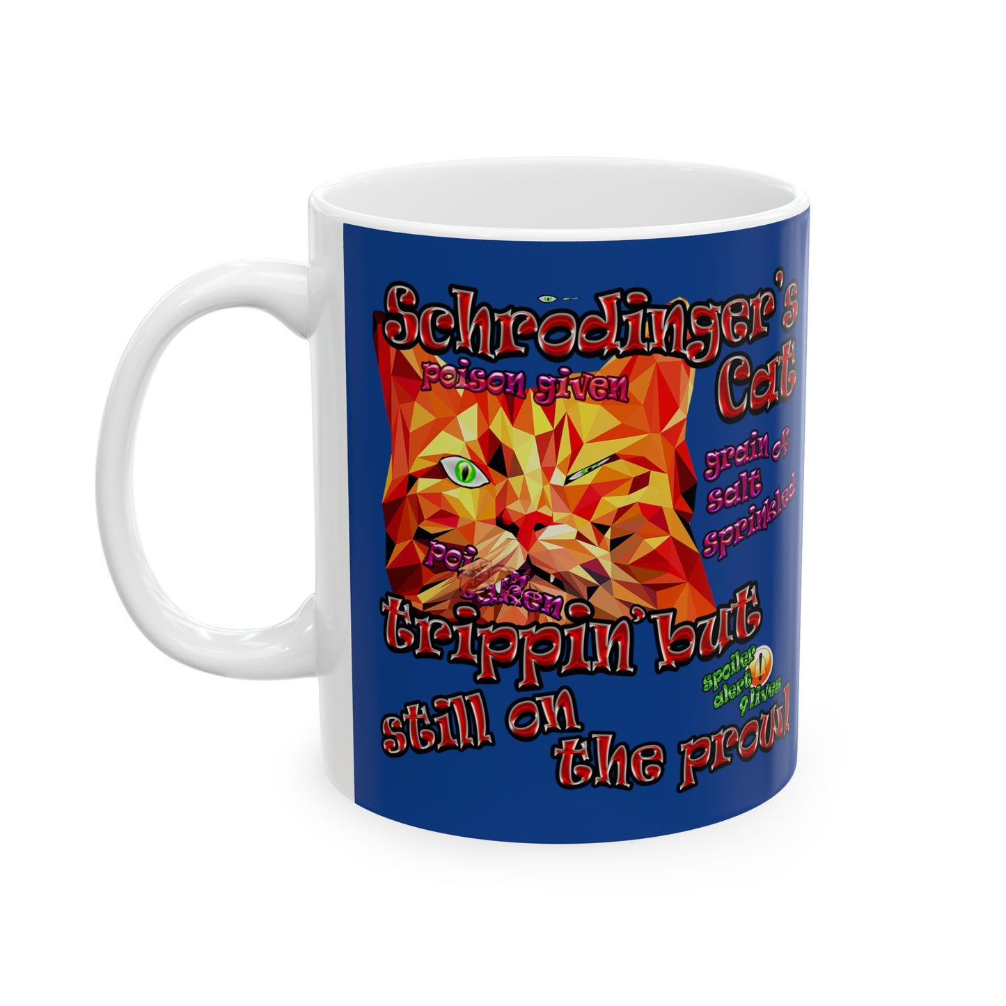 schrodinger's cat - White Mug (dark blue)