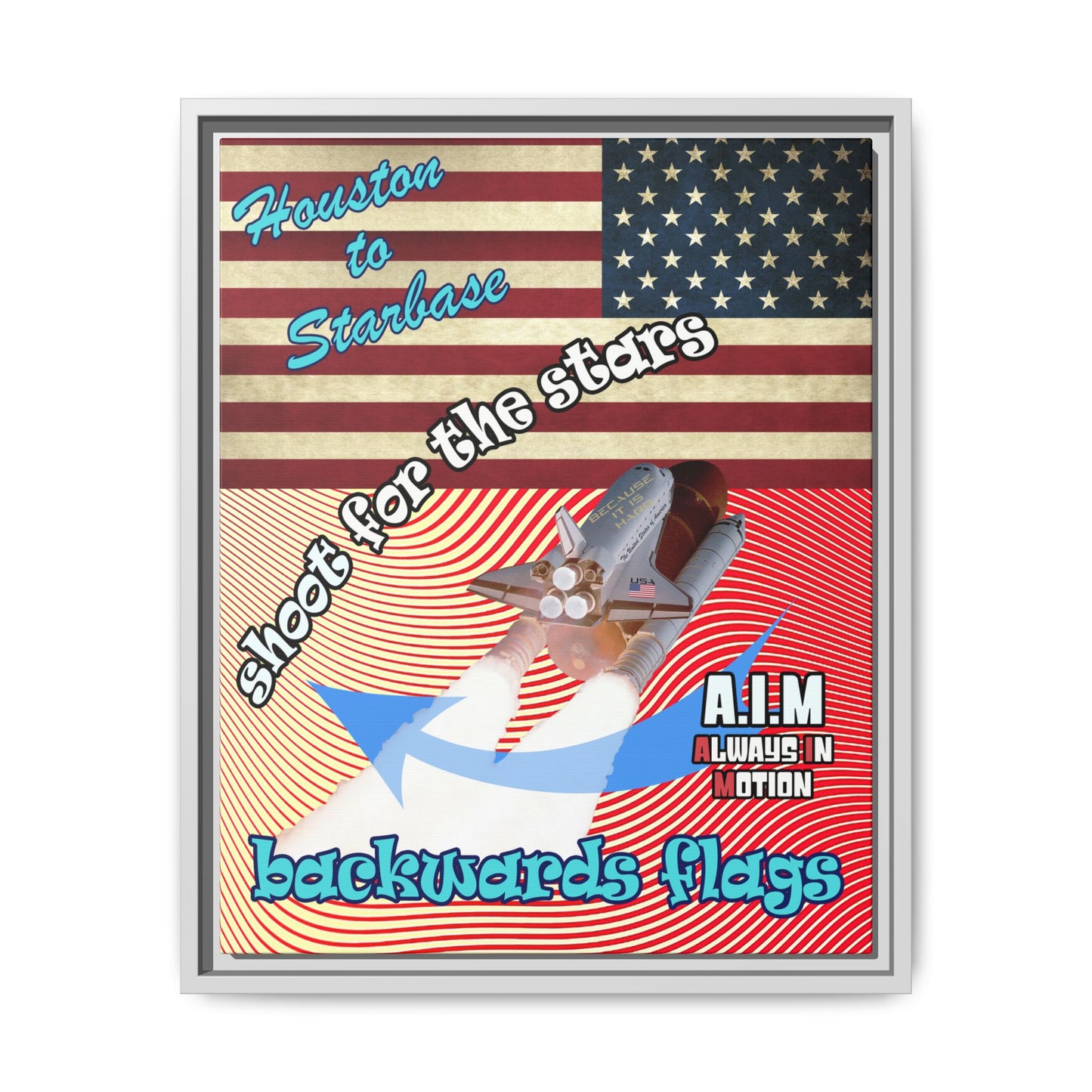 shoot for the stars - framed canvas art (yellow-orange wave)