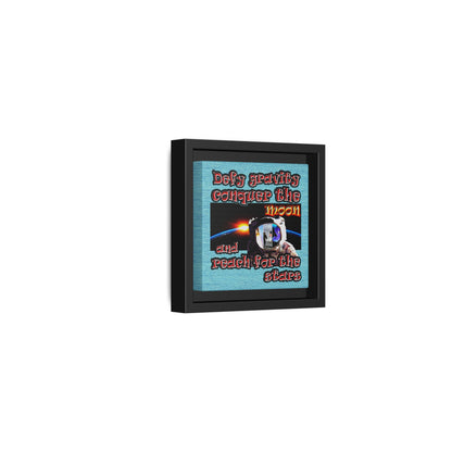 defy conquer reach - framed canvas art (faded blue)