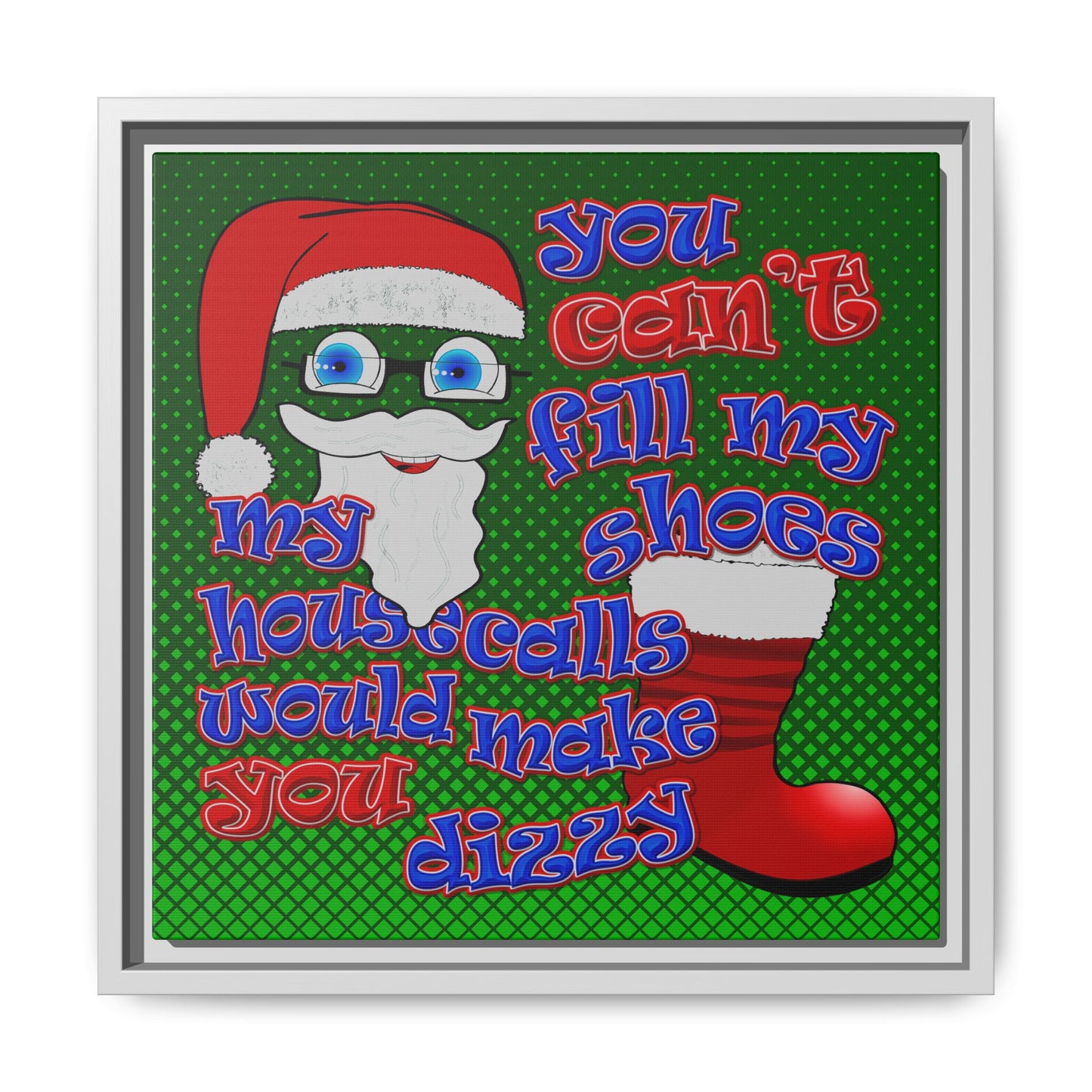 santa's shoes - framed canvas art (logo green)
