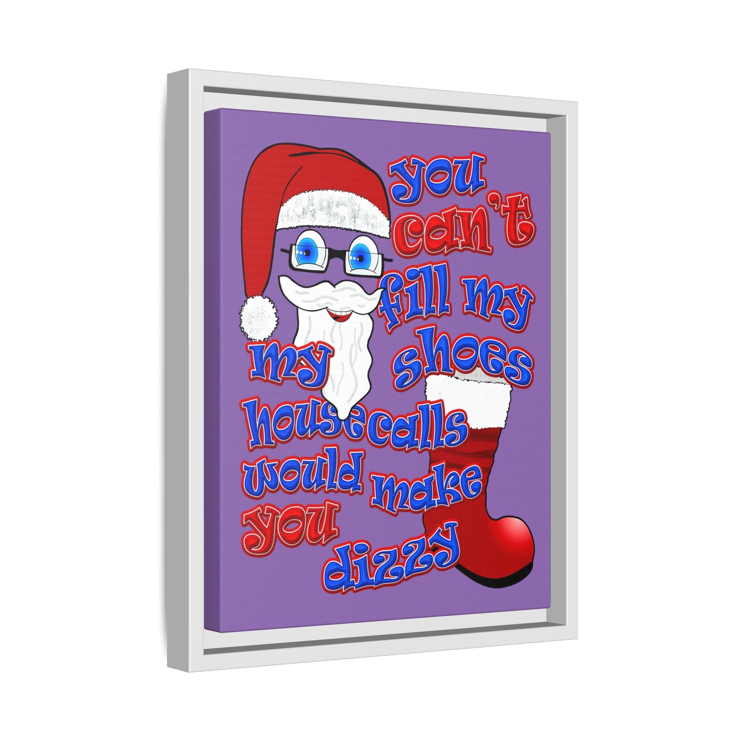 santa's shoes - framed canvas art (light purple)