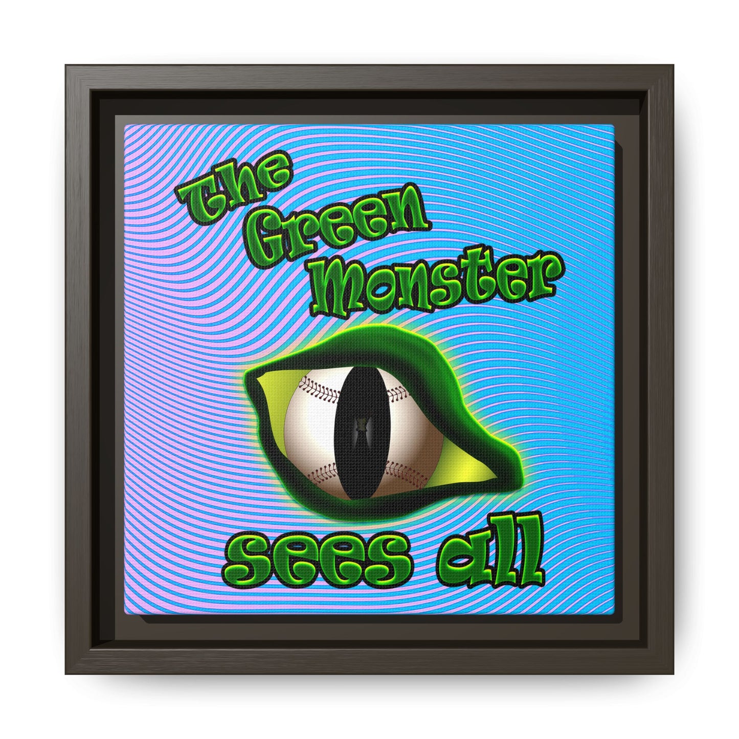 green monster - framed canvas art (light blue-purple wave)