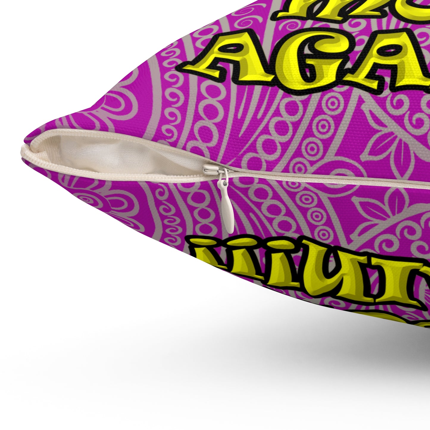 shoot the moon again - Spun Polyester Square Pillow - (pink swirl)