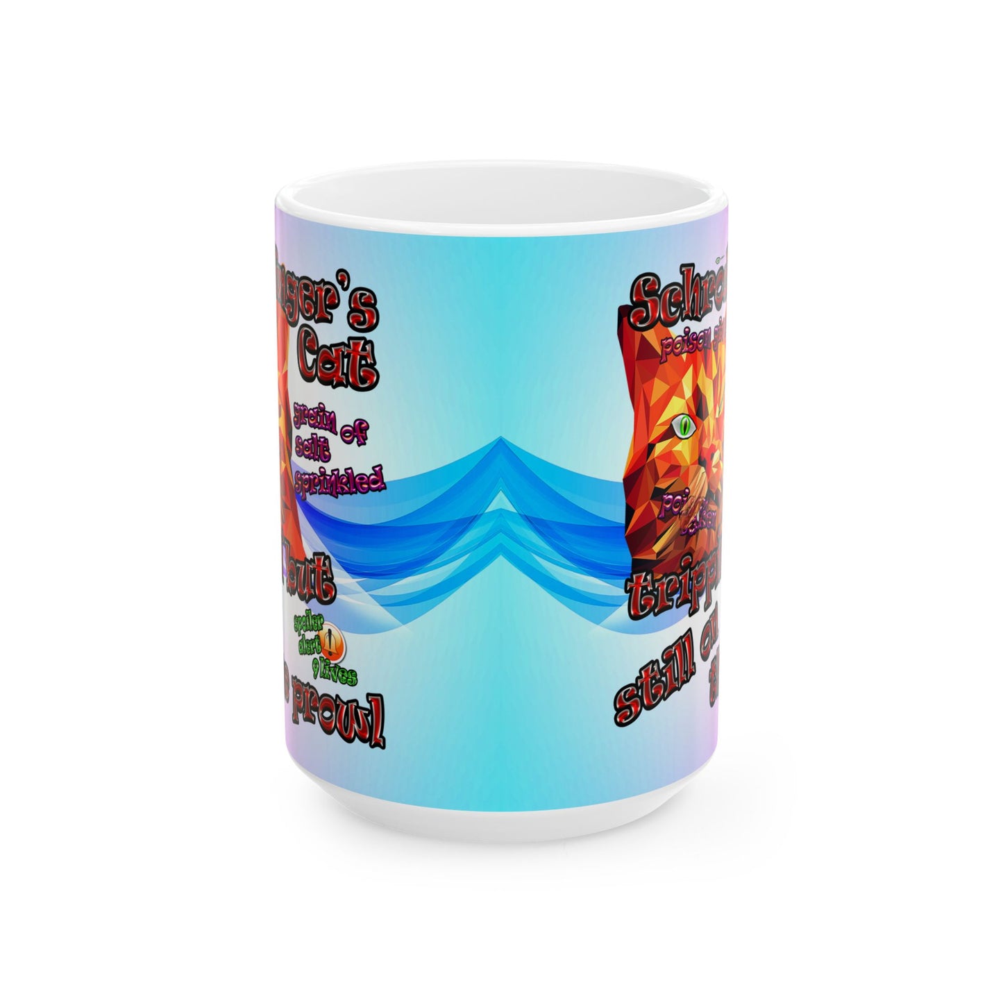 schrodinger's cat - White Mug (light blue-pink wave)