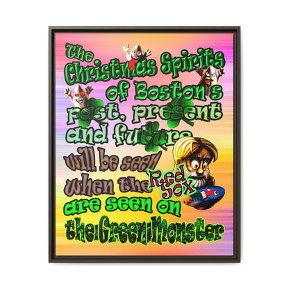 christmas spirits of boston - framed canvas art (color blur)