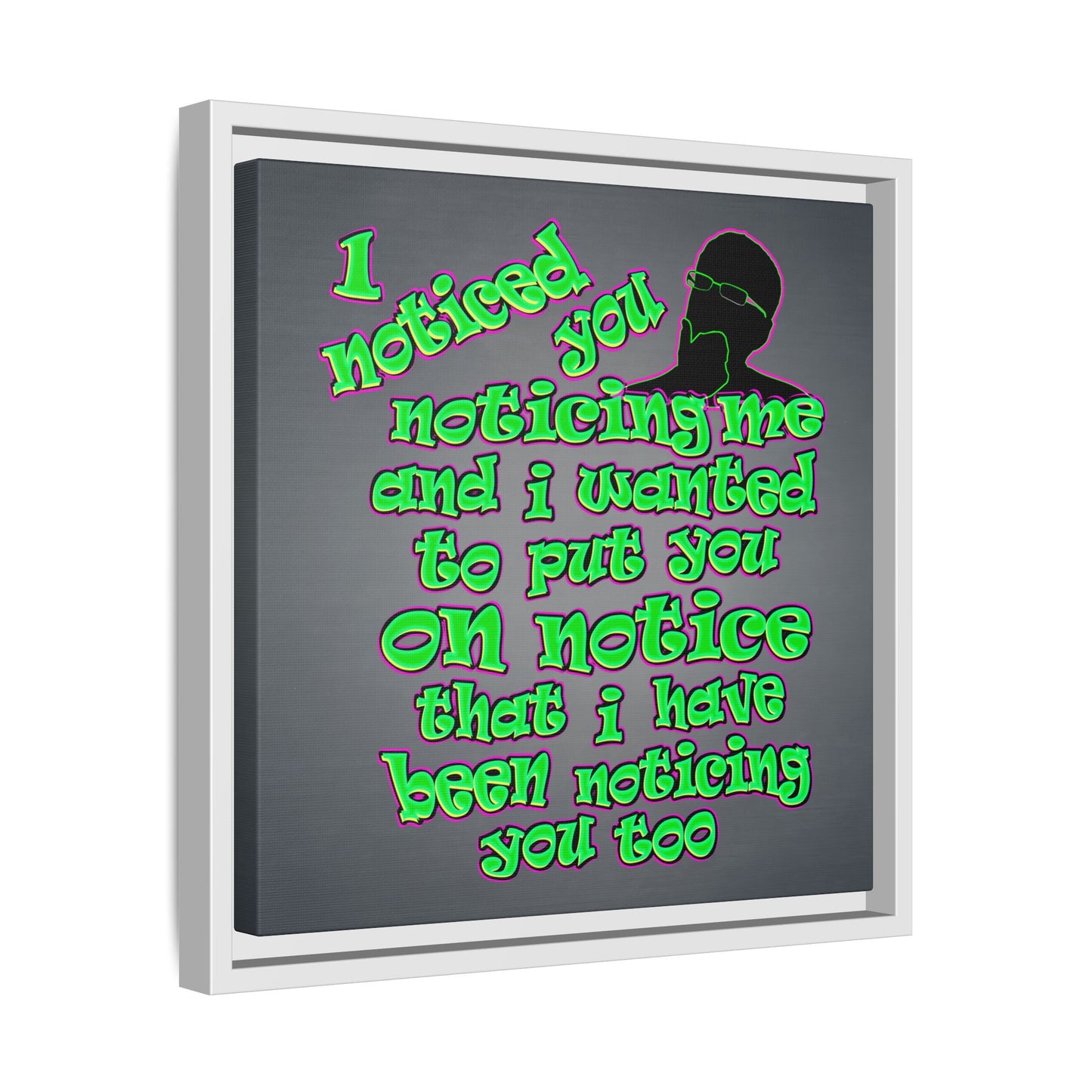 noticed you noticing - framed canvas art (grey-light grey)
