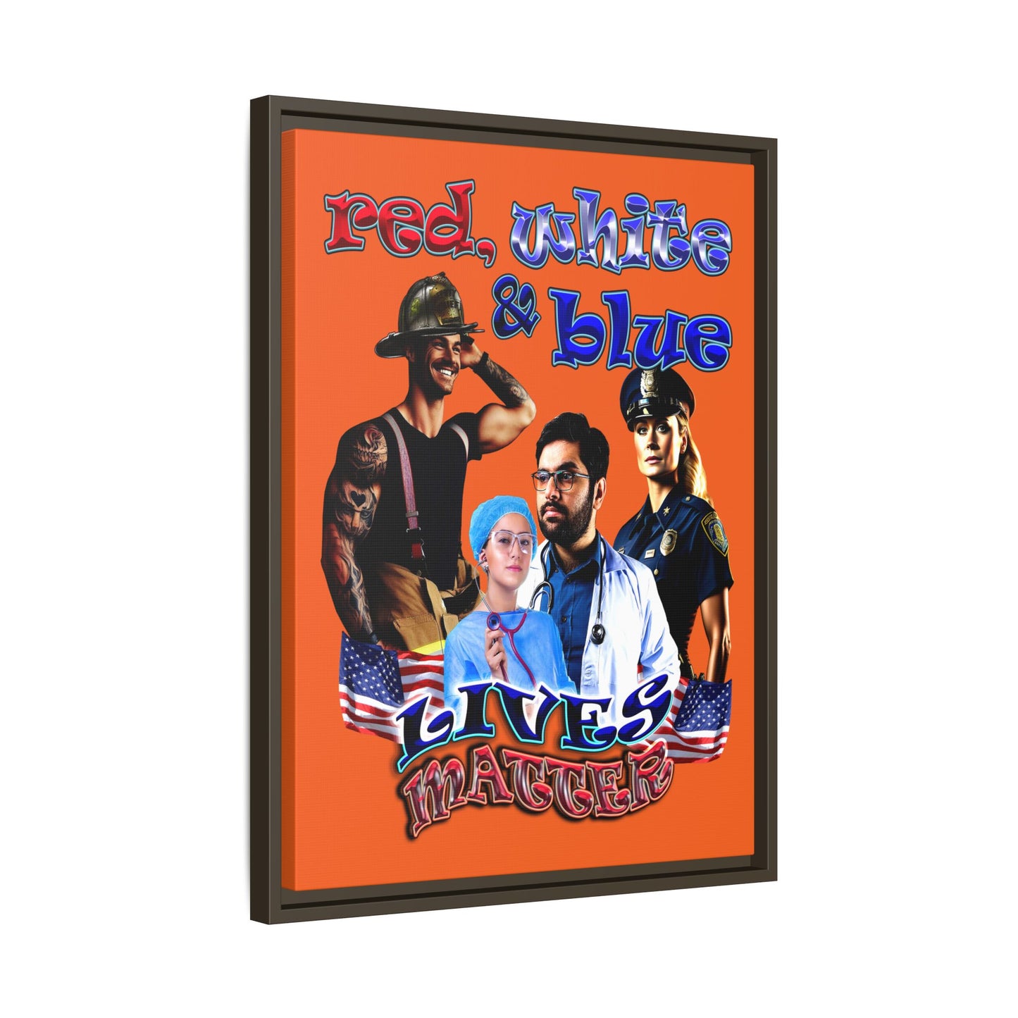 rw&b lives matter - framed canvas art (orange)