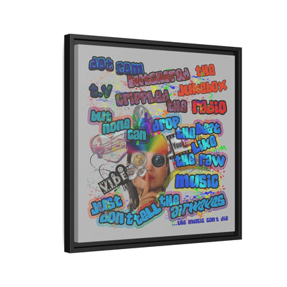 drop the beat - framed canvas art (light grey)