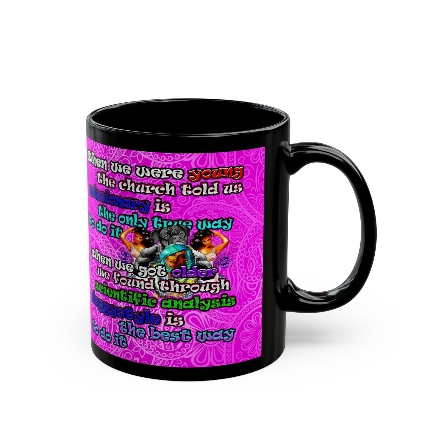 doggystyle - Black Mug (pink swirl)