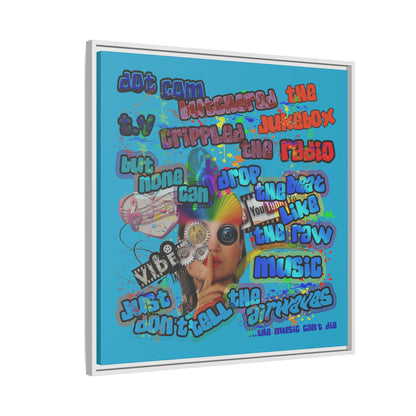 drop the beat - framed canvas art (turquoise)