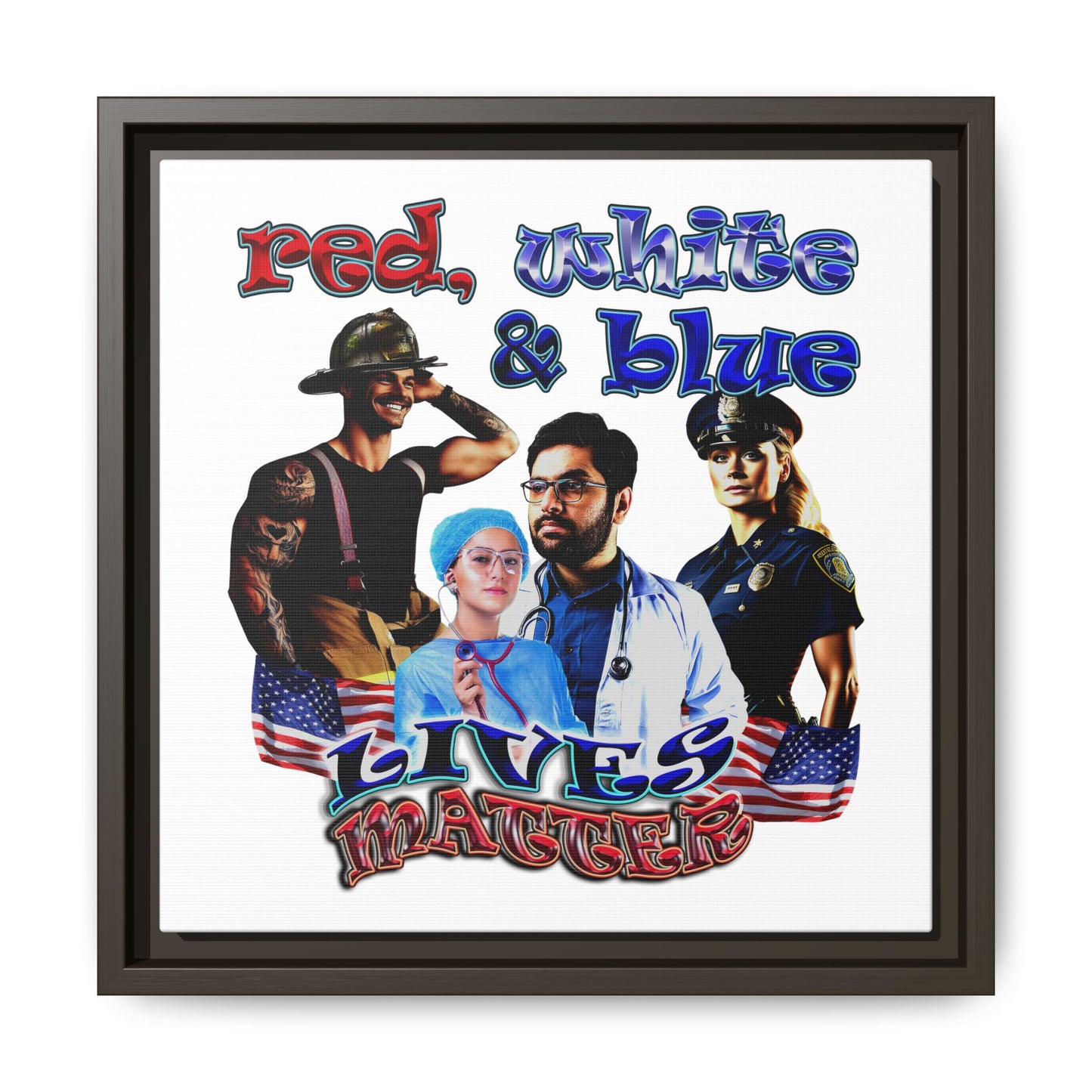 rw&b lives matter - framed canvas art (white)