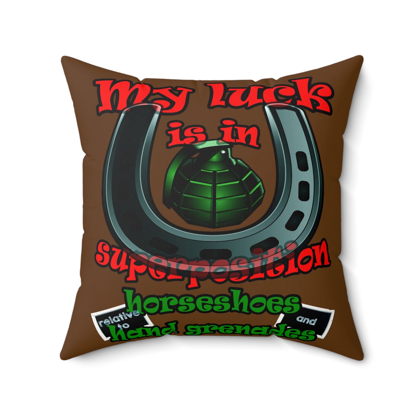 my luck - Faux Suede Square Pillow - (brown)