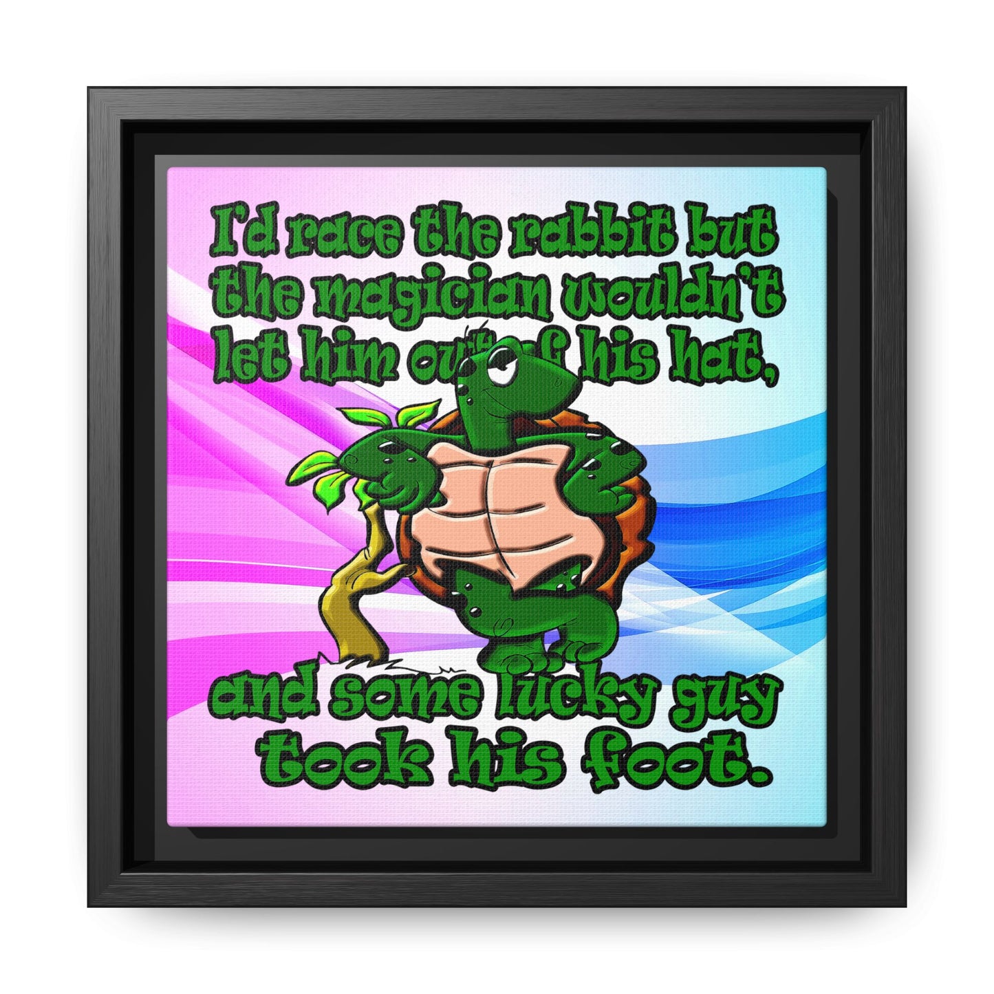 turtle race - framed canvas art (light blue-pink wave)