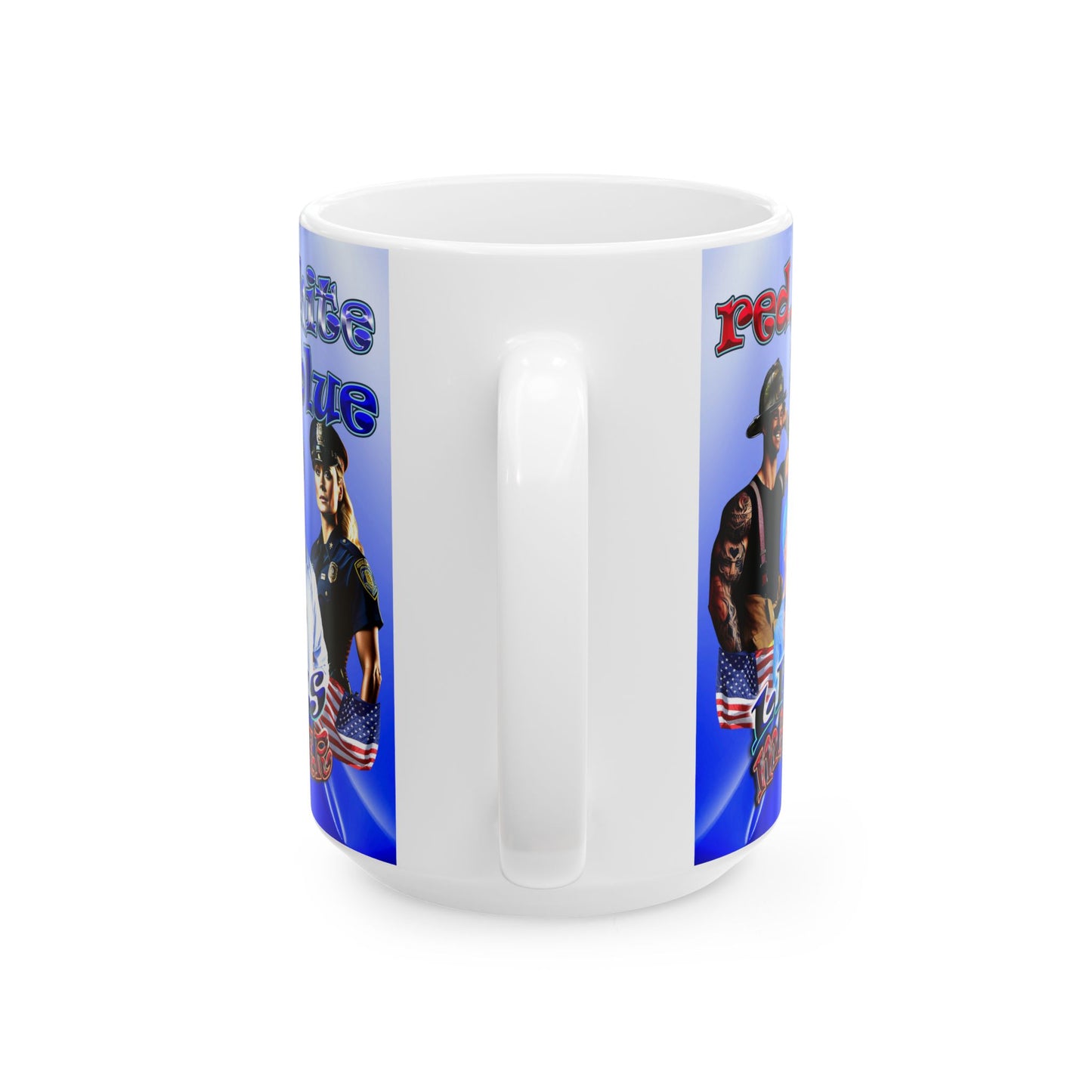 rw&b lives matter - White Mug (blue-white wave)