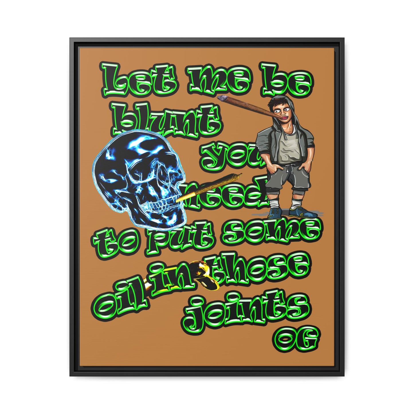 og - framed canvas art (light brown)